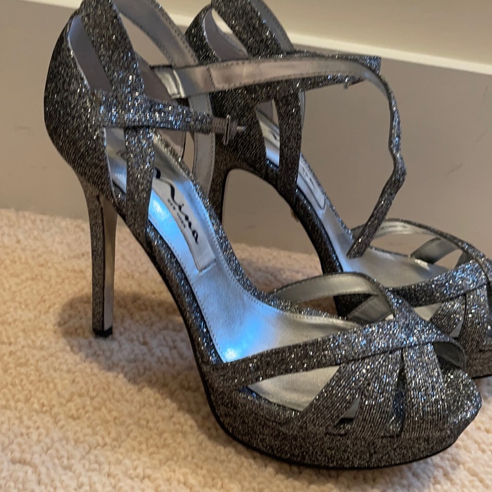 Silver Nina heels